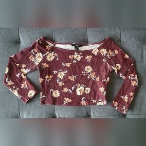 Red and orange floral cropped top